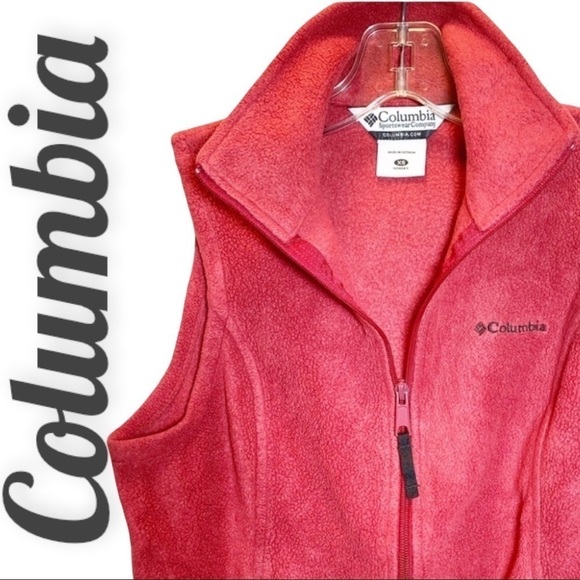 COLUMBIA Full Zip Fleece Mock Neck Vest in Coral, Size XS - Picture 3 of 8